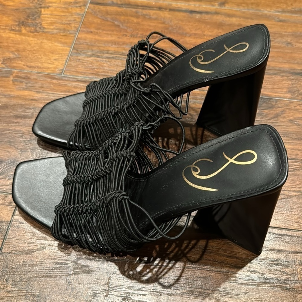 Sam Edelman Black Braided Strap Block Heel Mule - Picture 11 of 15